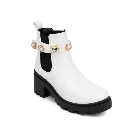 SUGAR Shoes - SUGAR Womens White 1" Platform Back Favorite Toe Block Heel Booties 10 M